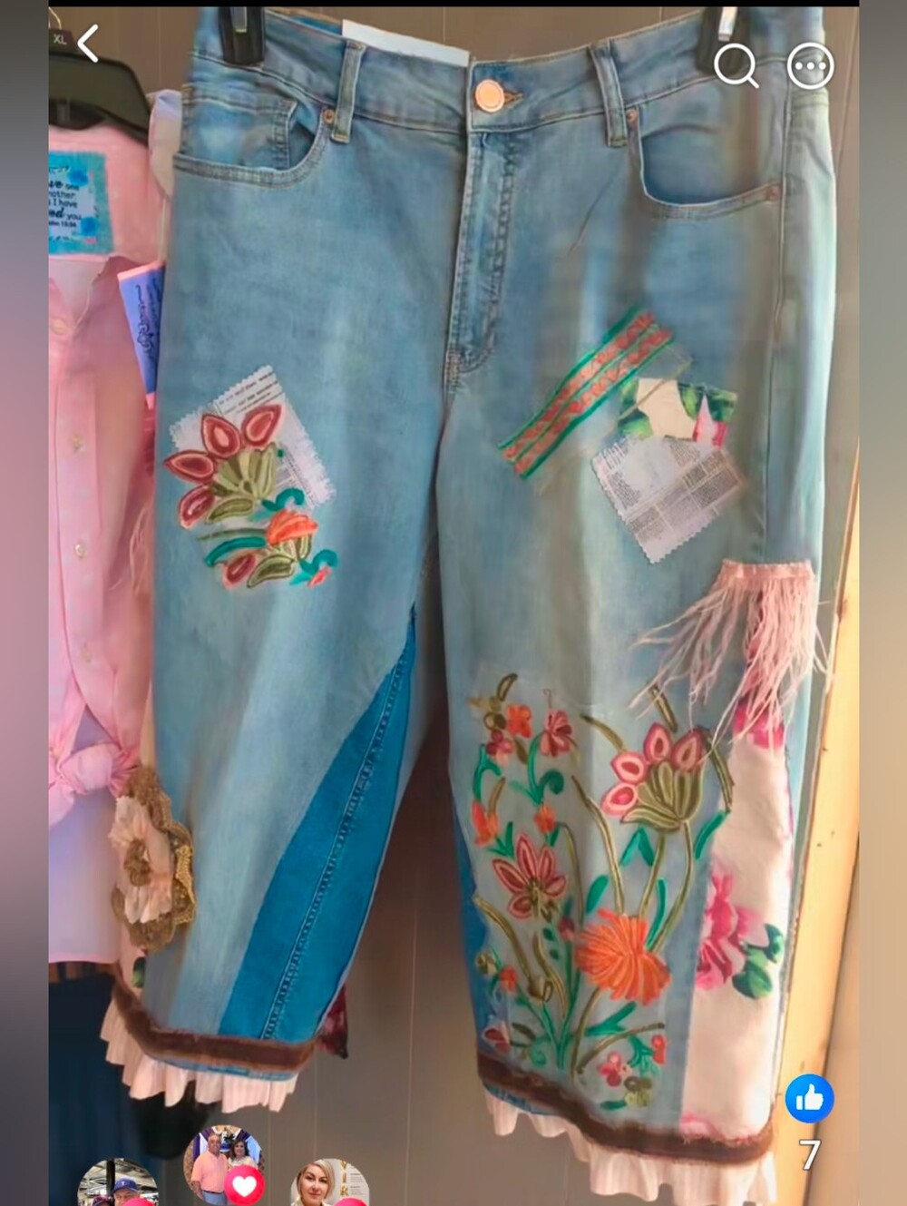 Embellished Light Blue Women's Jeans with Floral Applique